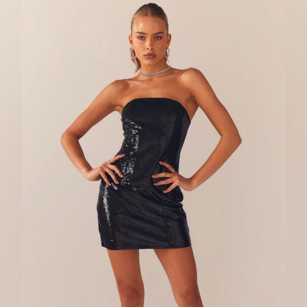 Black sequin tube dress